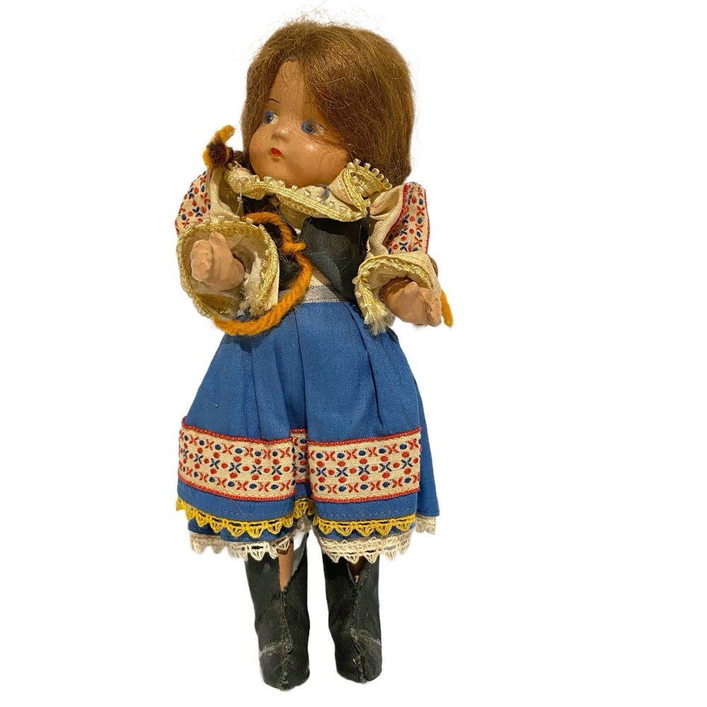 Vintage Lidova Tvorba Czech Doll UH Brod 8" Traditional Costume Folk Dress